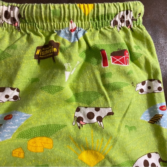 Wisconsin Farm Cows Print Flannel Shorts XL - Picture 6 of 7